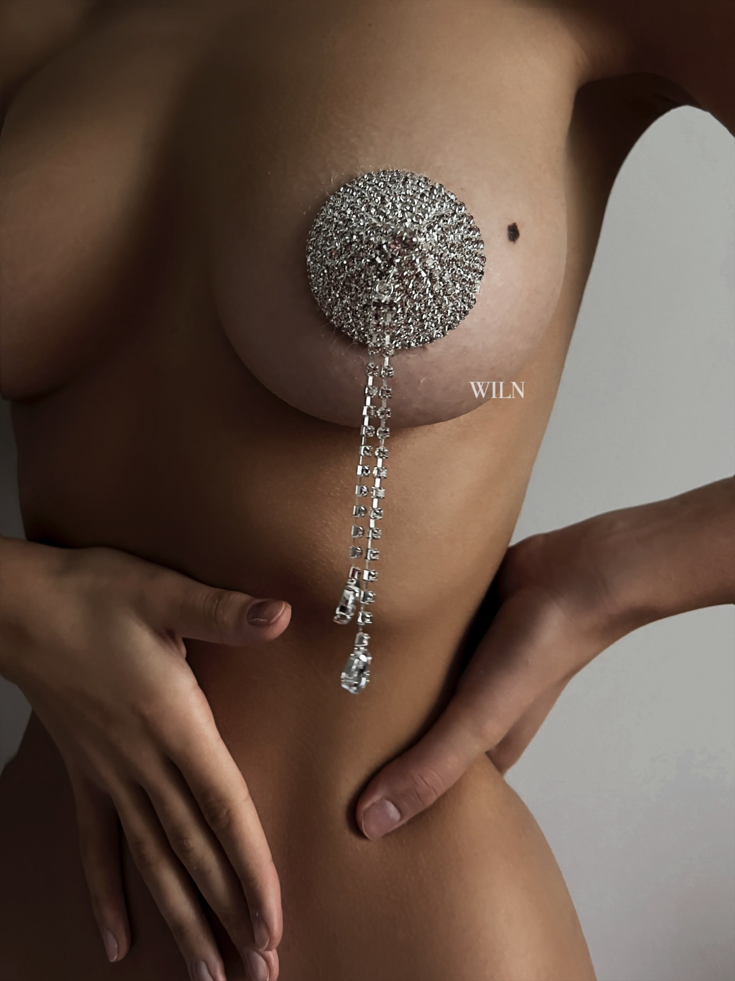 DIAMANTE Silver Nipple Covers - Reusable Rhinestone Stickers for Intimate Accessories - Elegance - Women's Lingerie Shop