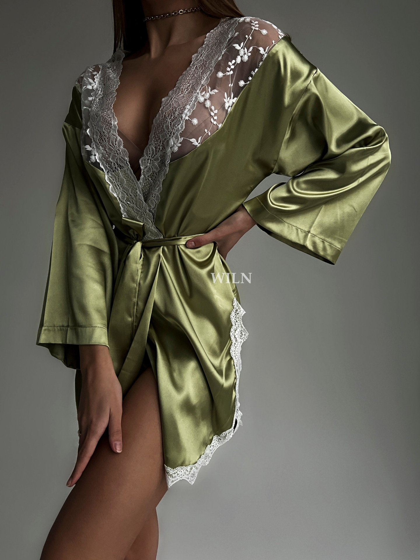 BLISS Luxurious Satin Robe for Women - Elegant Bridal Kimono with Lace Trim, Perfect for Weddings, Honeymoons, and Special Occasions - Elegance - Women's Lingerie Shop